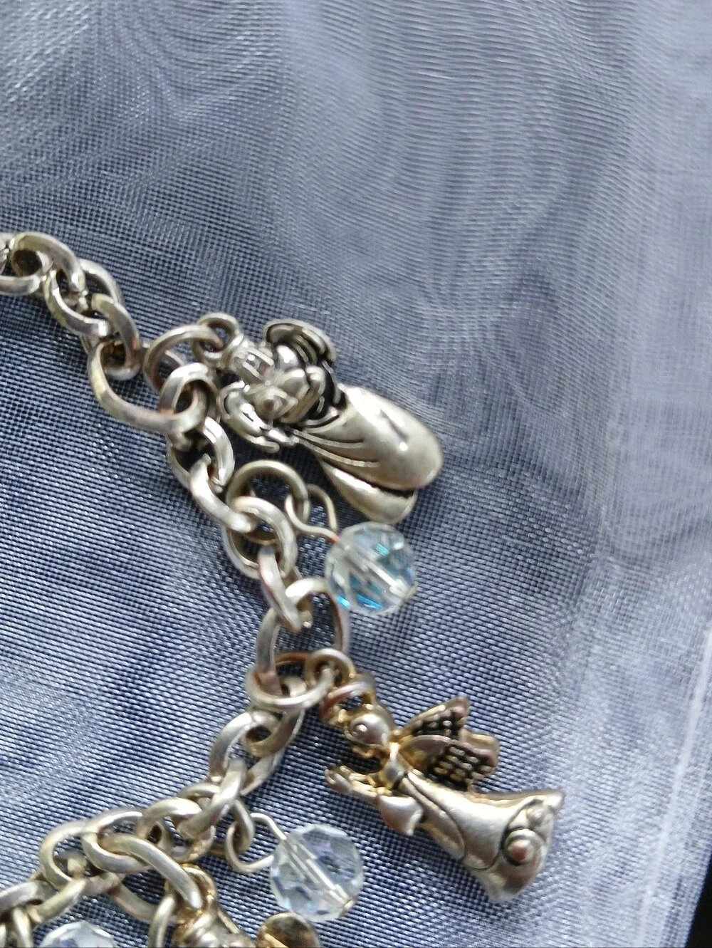Angels Friendship Charm Bracelet Silvertone Faith Religious Heart Jewelry - Picture 8 of 10